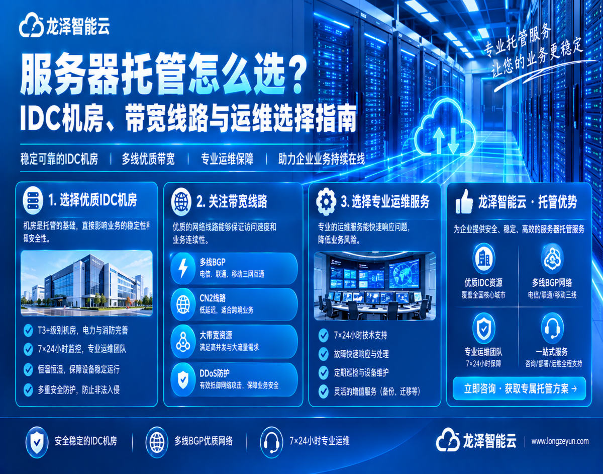 服务器托管怎么选？IDC机房、带宽线路与运维选择指南